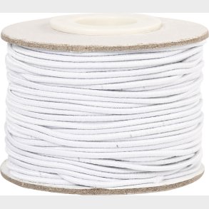 Elastiksnor - 1 Mm - Hvid - 25 M