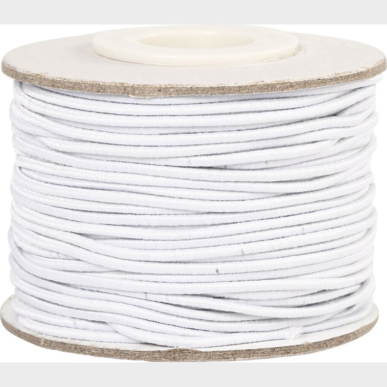 Elastiksnor - 1 Mm - Hvid - 25 M