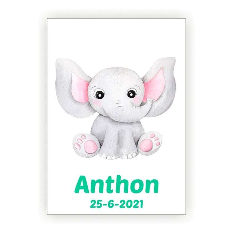 Plakat med navn - Elefant