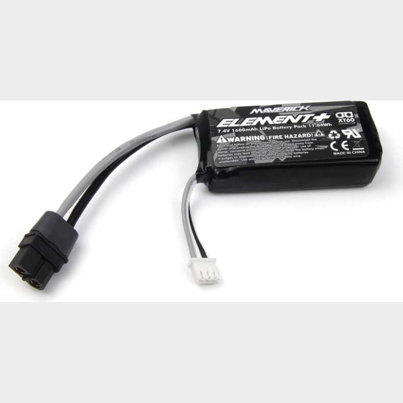 Element 7.4v 1600mah Lipo Battery Pack (xt-60) - Mv151110 - Maverick Rc