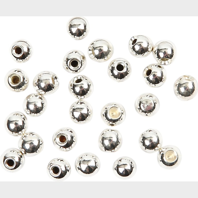 Endeperler -  3 Mm - Hulstr. 1 Mm - Forslvet - 20 Stk.