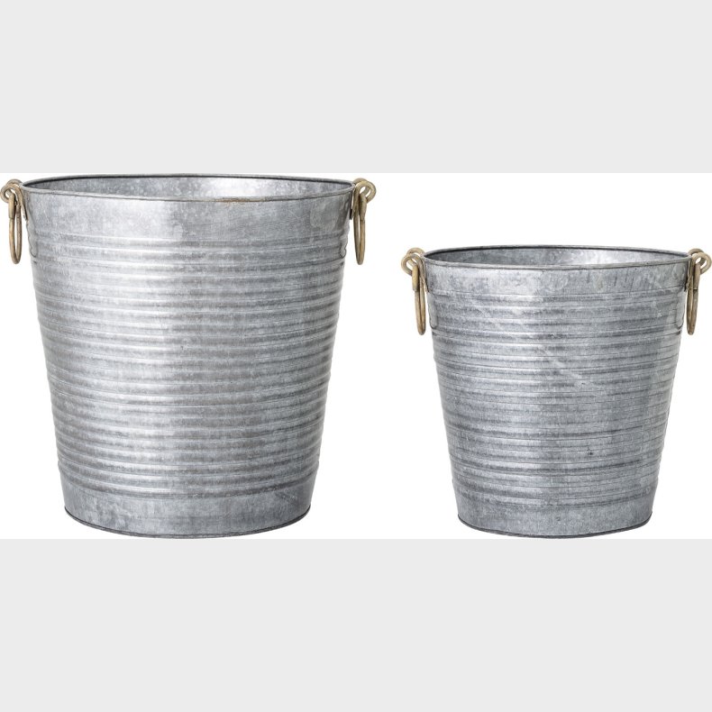 Bloomingville - Evar Krukke - Gr - Galvaniseret Jern - 2 Stk