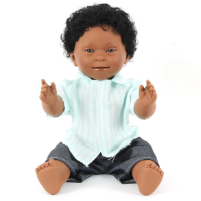 Miniland | Dukke m. Downs syndrom - Dreng, sort h�r, 40 cm