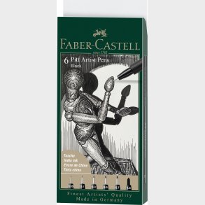 Faber-castell - Pitt Artist Pens Tegnes�t - 6 Stk - Sort