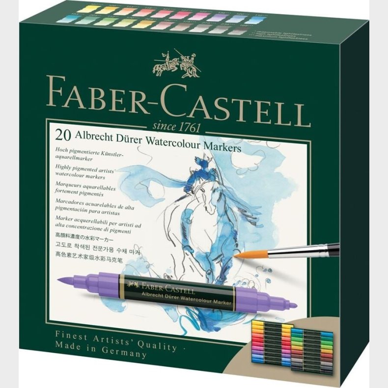 Faber-castell - Albrecht Drer Watercolour Marker Akvareltusser - 20 Stk