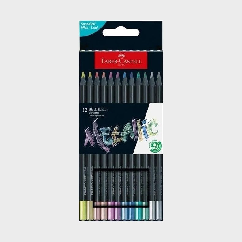 Faber-castell - Black Edition - Farveblyanter - Metallic - 12 Stk.