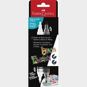 Faber-castell - Black Edition Shake & Paint Akryltuscher St Med 2 (sort Og Hvid)