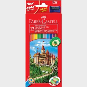 Faber-castell - Farveblyanter Inkl. Blyantspidser - Eco Pencil - 12 Stk.