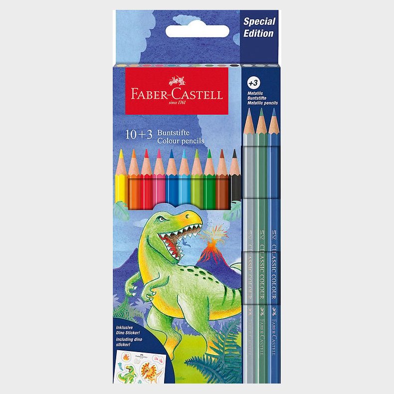Faber-castell - Buntstifte Colour Pencils - Metallic Dinosaur Farveblyanter - 13 Stk.