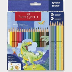 Faber-castell - Classic Farveblyanter Dinosaur, Papske Med 24 Stk