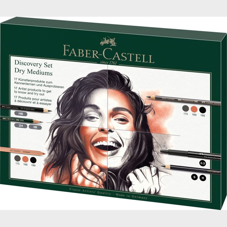 Faber-castell - Blyanter - Discovery Set Dry Mediums - 17 Dele