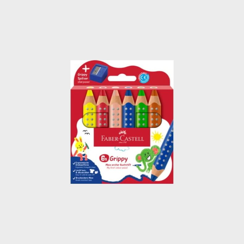 Faber-castell - Farveblyanter Grippy 6 Stk Med Spidser