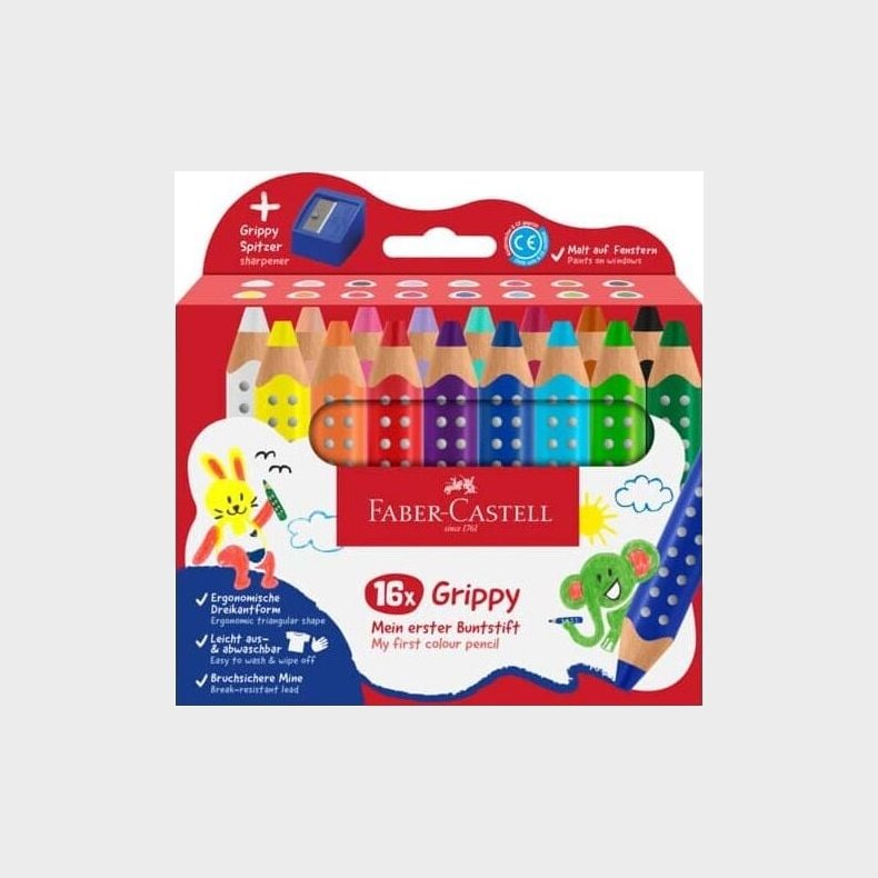 Faber-castell - Grippy Farveblyanter Med Spidser - 16 Stk