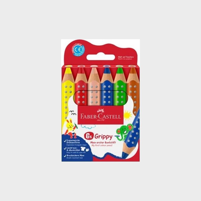 Faber-castell - Farveblyanter Grippy St Med 6 Stk
