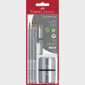 Faber-castell - Grip 2001 S�t - Inkl. 3 Grafitblyanter - S�lv