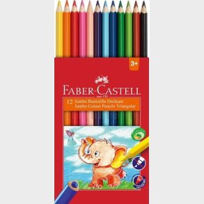 Faber-castell - Jumbo Colour Pencils - Trekantede Farveblyanter - 12 Stk.