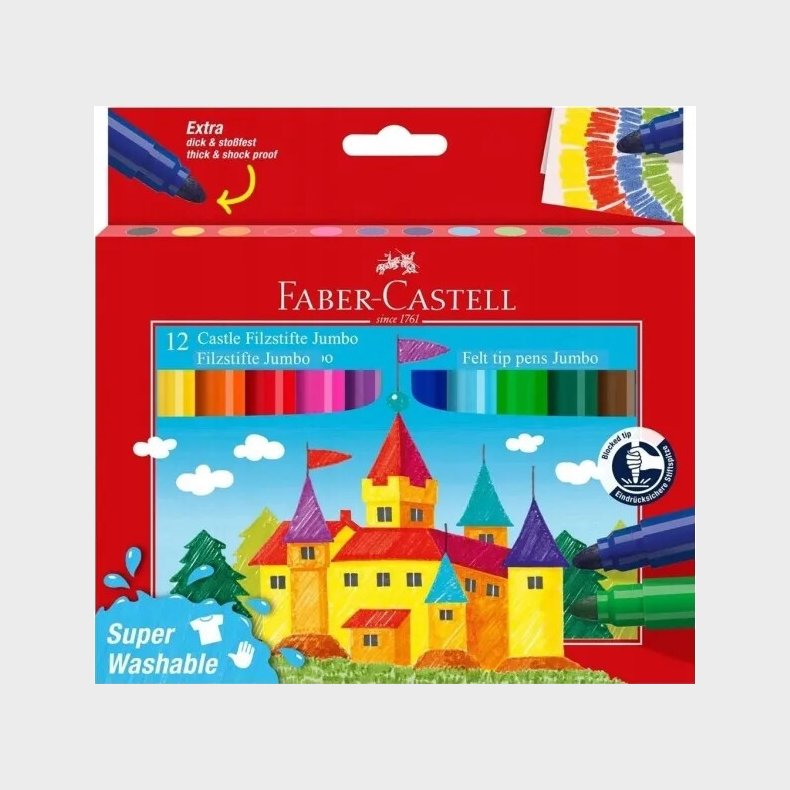 Faber-castell - Jumbo Tuscher - 12 Stk., Supervaskbare