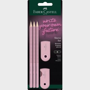 Faber-castell - 3 Blyanter, Viskelder Og Spidser St - Rosa