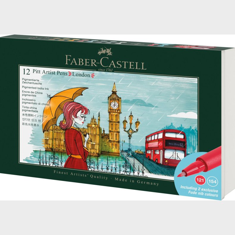Faber-castell - Pitt Artist Pen Tin Set - London - 12 Stk.