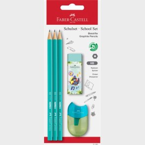 Faber-castell - 3 Blyanter, Viskelder Og Blyantspidser - Bl