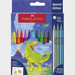 Faber-castell - Tuscher Dinosaur 10 + 3 Med Klistermrker