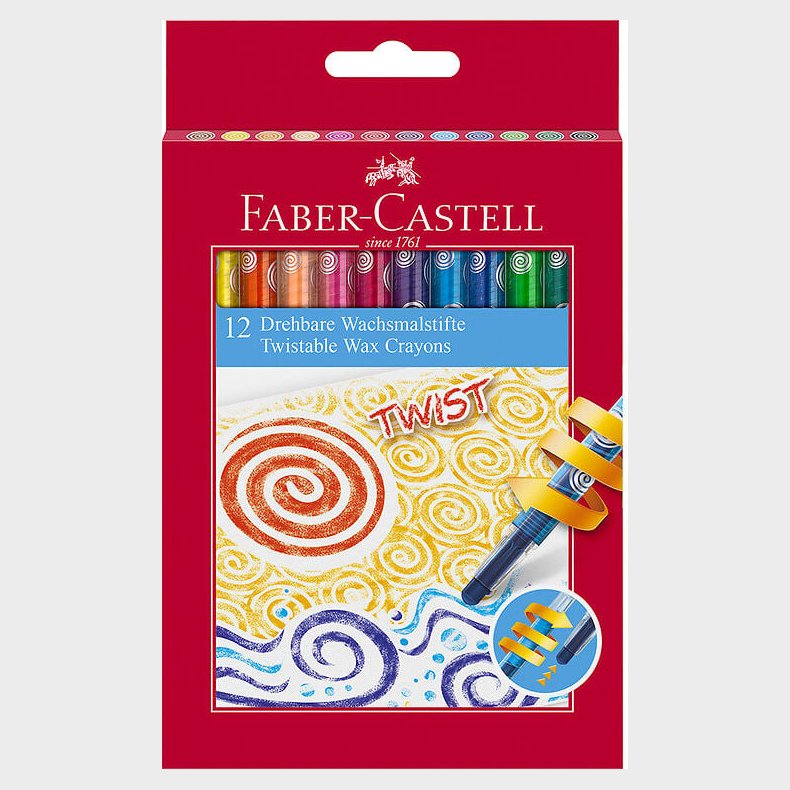 Faber-castell - Twistable Wax Crayons - Voks Farvekridt - 12 Stk.