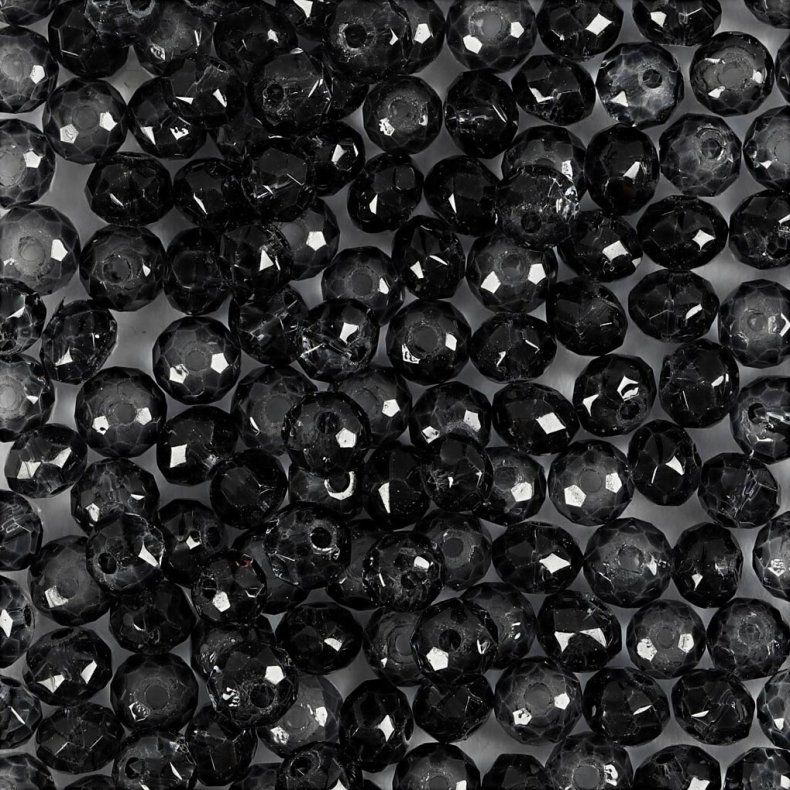 Facetperler -  4 Mm - Hulstr. 1 Mm - Gr - 45 Stk.