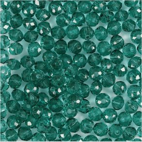 Facetperler -  4 Mm - Hulstr. 1 Mm - Grn - 45 Stk.