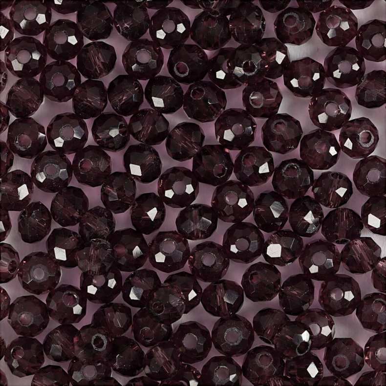 Facetperler -  4 Mm - Hulstr. 1 Mm - Lilla - 45 Stk.