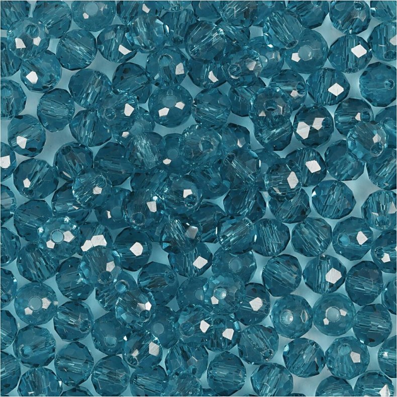Facetperler -  4 Mm - Hulstr. 1 Mm - Turkis - 45 Stk.