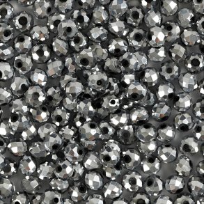 Facetperler - Str. 3x4 Mm - Hulstr. 0,8 Mm - Metallic Gr - 100 Stk.