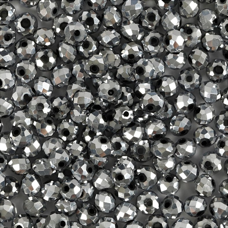 Facetperler - Str. 3x4 Mm - Hulstr. 0,8 Mm - Metallic Gr - 100 Stk.