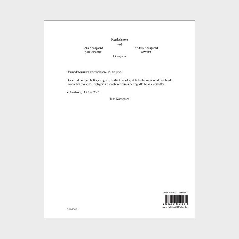 Frdselslre 15. Udgave - Jens Kaasgaard - Bog