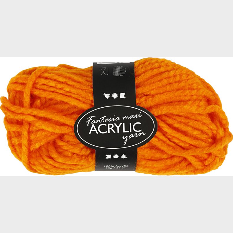 Akrylgarn - L 35 M - Maxi - Neon Orange - 50 G