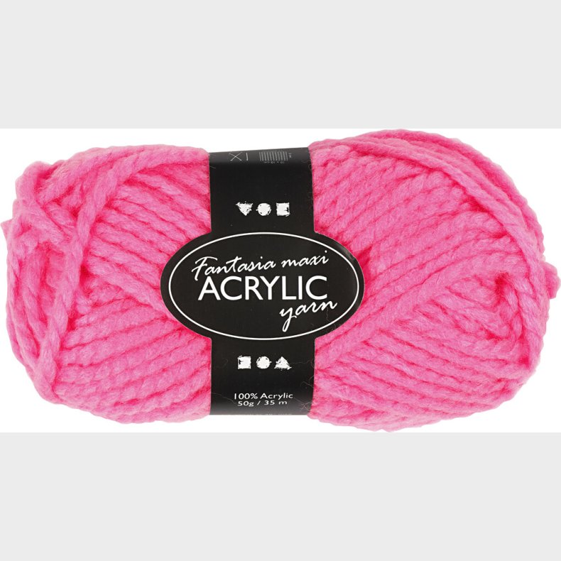 Akrylgarn - L 35 M - Maxi - Neon Pink - 50 G