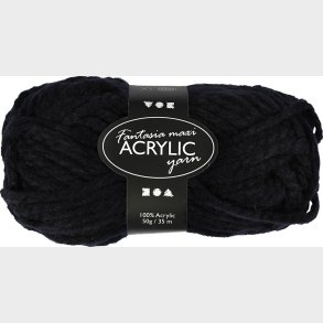 Akrylgarn - L 35 M - Maxi - Sort - 50 G