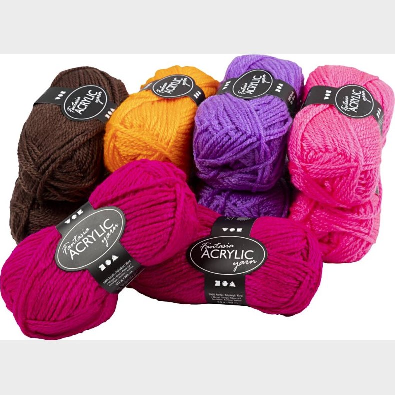 Akrylgarn - L 80 M - Forskellige Farver - 10x50 G