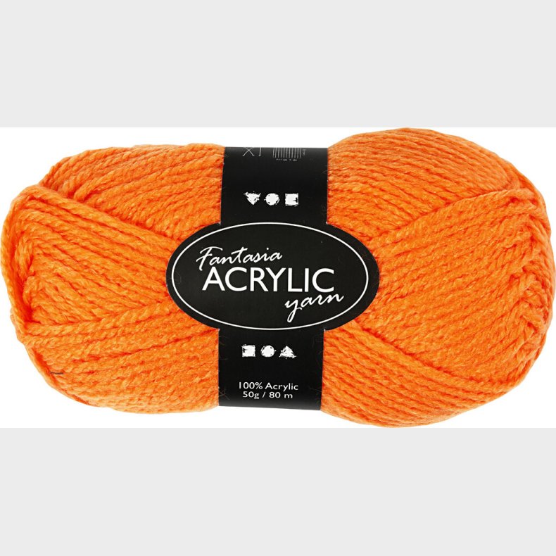 Akrylgarn - L 80 M - Neon Orange - 50 G
