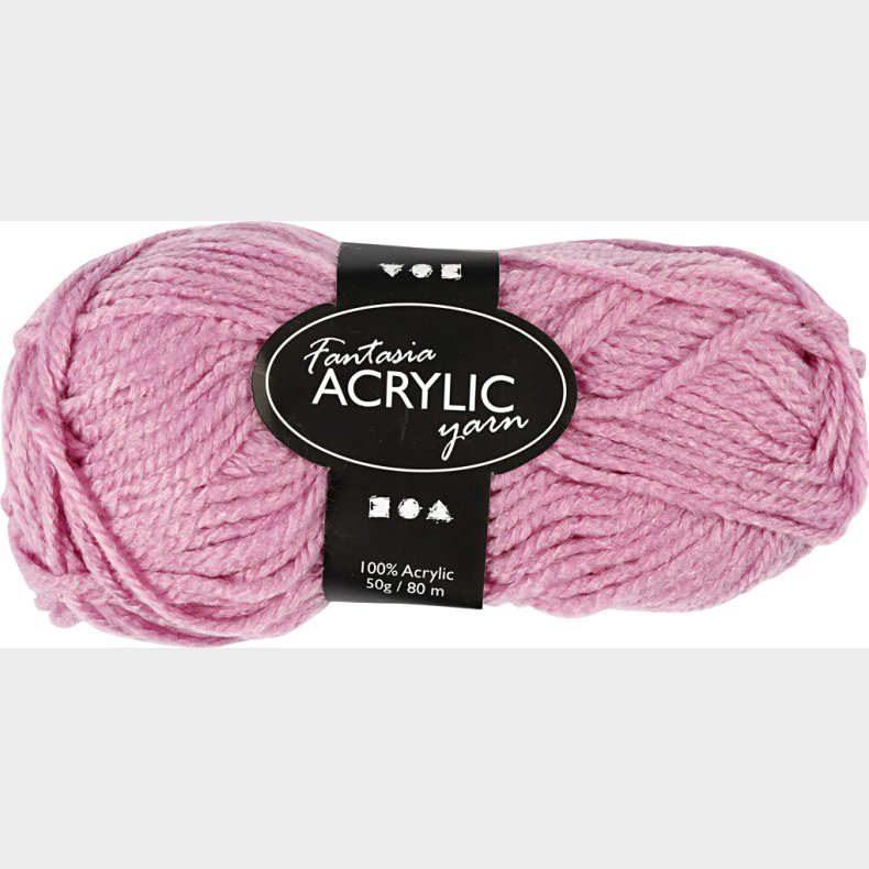 Akrylgarn - L 80 M - Rosa - 50 G