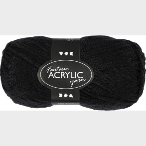 Akrylgarn - L 80 M - Sort - 50 G