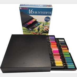 Farveblyanter - 46 Stk - Boks Med Skuffer - Rheita
