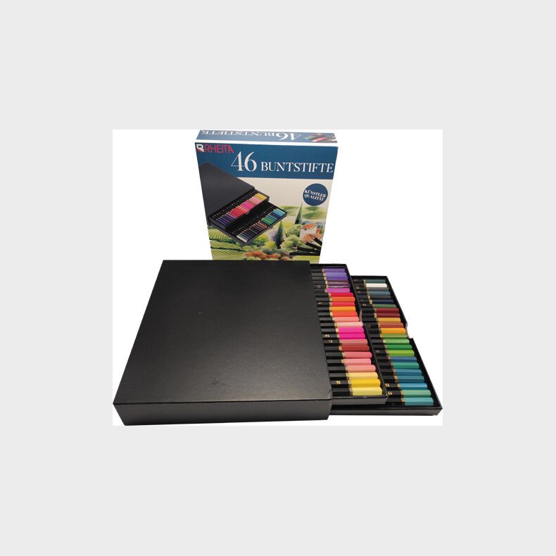 Farveblyanter - 46 Stk - Boks Med Skuffer - Rheita
