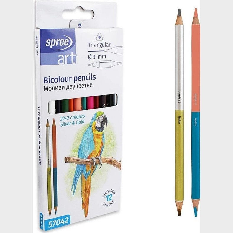 Farveblyanter - Dobbelt - 24 Farver - 12 Stk. - Spree