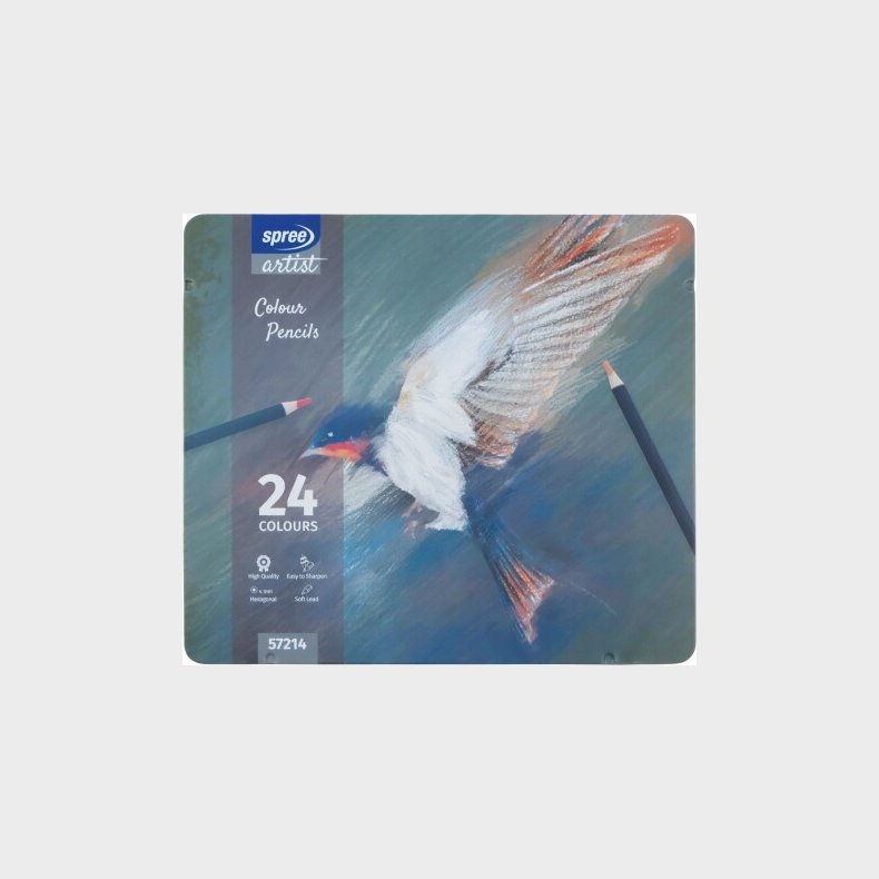 Farveblyanter I Metalboks - 24 Stk. - Spree