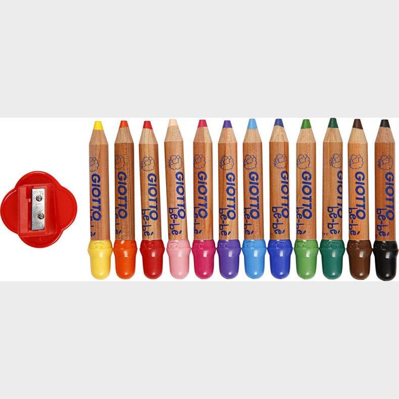 Farveblyanter - L 10,5 Cm - Tykkelse 13 Mm - Mine 6 Mm - Assorterede Farver - 12 Stk.