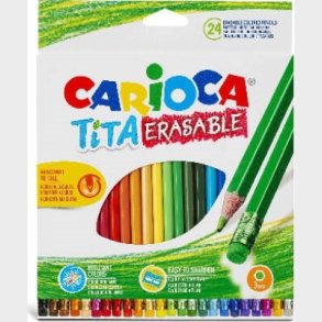 Carioca - Tita Erasable Farveblyanter Med Viskel�der - 24 Farver