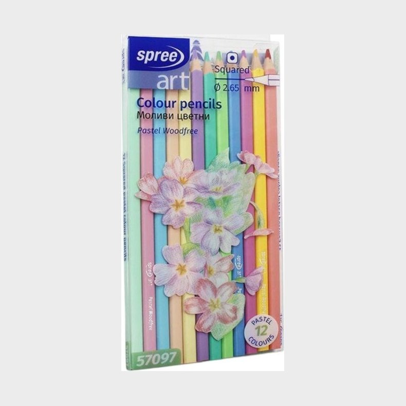 Farveblyanter - Pastel Farver - 12 Stk. - Spree