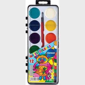 Farvelade 12 Farver + Pensel 30 Mm - Centrum