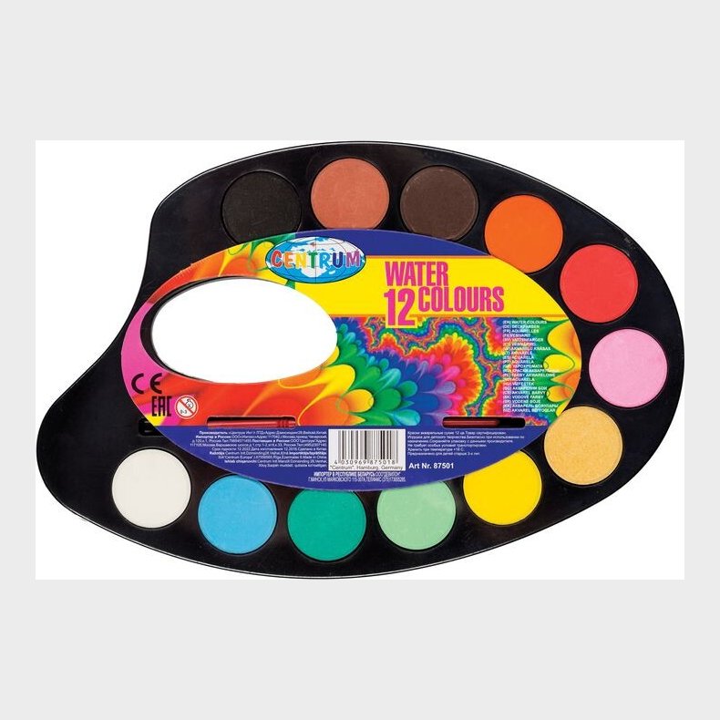 Farvelade 12 Farver + Pensel - Centrum