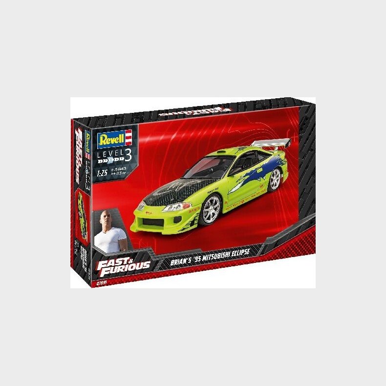 Revell - Fast & Furious Brians Mitsubishi Eclipse Bil Byggest - 1:25 - Level 3 - 07691